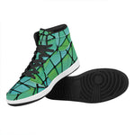 Teal Stained Glass Mosaic Print High Top Leather Sneakers