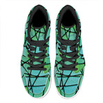 Teal Stained Glass Mosaic Print High Top Leather Sneakers
