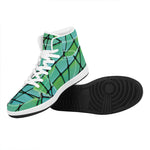 Teal Stained Glass Mosaic Print High Top Leather Sneakers