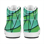 Teal Stained Glass Mosaic Print High Top Leather Sneakers
