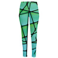 Teal Stained Glass Mosaic Print High-Waisted Pocket Leggings