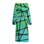 Teal Stained Glass Mosaic Print Hooded Bathrobe
