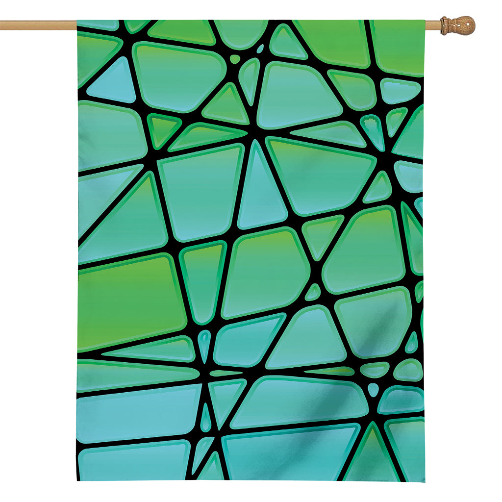 Teal Stained Glass Mosaic Print House Flag