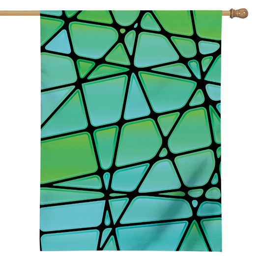Teal Stained Glass Mosaic Print House Flag