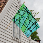 Teal Stained Glass Mosaic Print House Flag