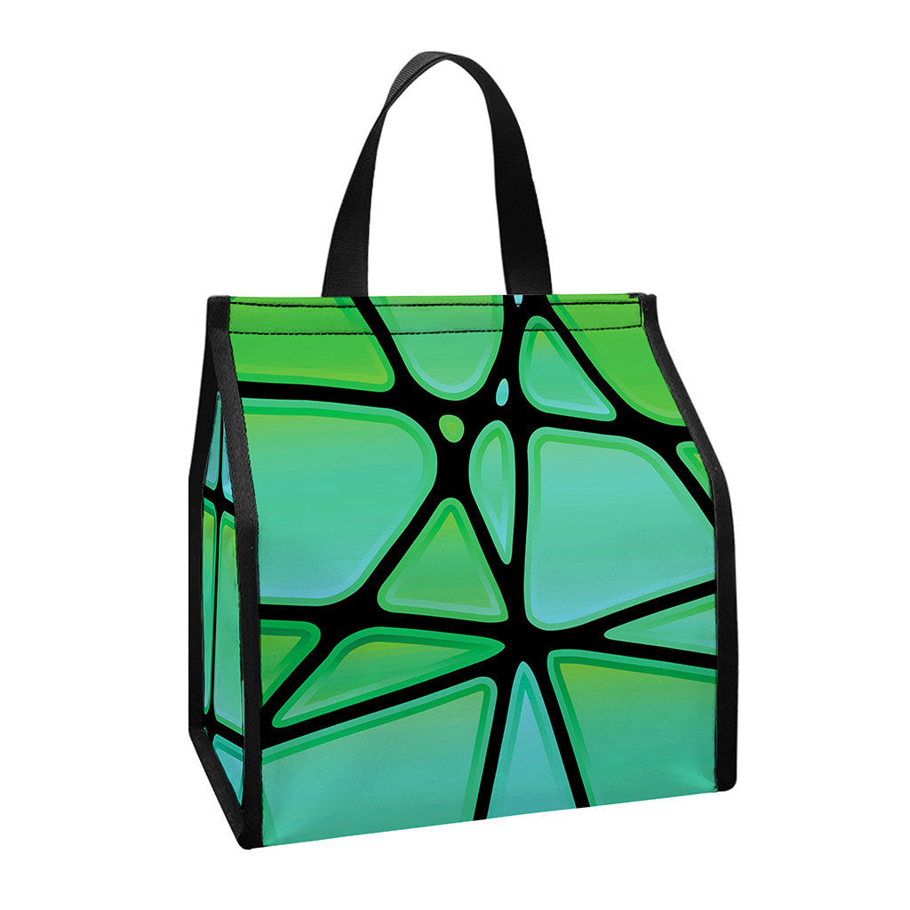 Teal Stained Glass Mosaic Print Insulated Lunch Tote