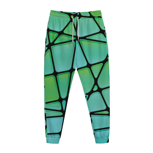 Teal Stained Glass Mosaic Print Jogger Pants