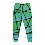 Teal Stained Glass Mosaic Print Jogger Pants