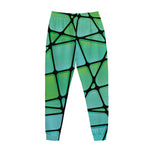 Teal Stained Glass Mosaic Print Jogger Pants