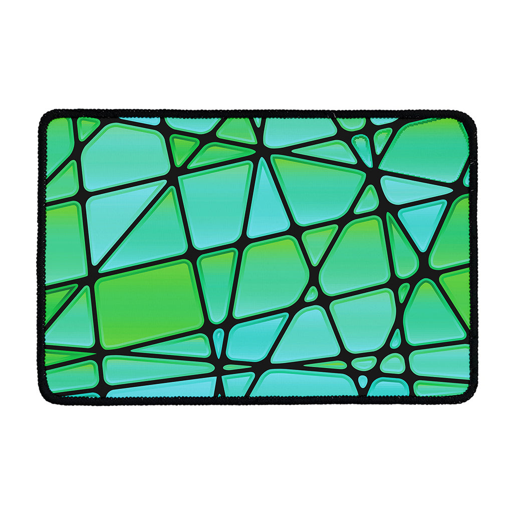 Teal Stained Glass Mosaic Print Kitchen Mat