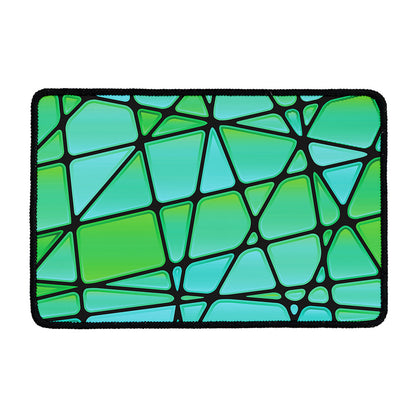 Teal Stained Glass Mosaic Print Kitchen Mat
