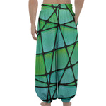 Teal Stained Glass Mosaic Print Lantern Pants