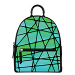 Teal Stained Glass Mosaic Print Leather Backpack