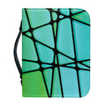 Teal Stained Glass Mosaic Print Leather Bible Cover