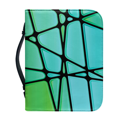 Teal Stained Glass Mosaic Print Leather Bible Cover