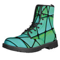 Teal Stained Glass Mosaic Print Lace-Up Boots