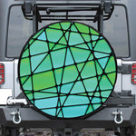 Teal Stained Glass Mosaic Print Leather Spare Tire Cover