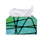 Teal Stained Glass Mosaic Print Leather Tissue Box Cover