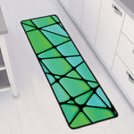 Teal Stained Glass Mosaic Print Long Kitchen Mat