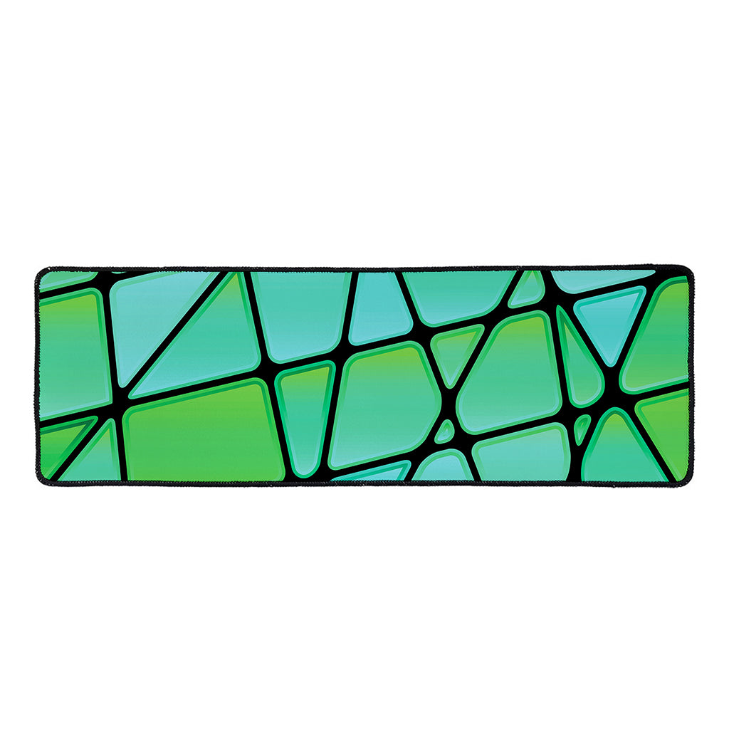 Teal Stained Glass Mosaic Print Long Kitchen Mat
