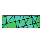 Teal Stained Glass Mosaic Print Long Kitchen Mat