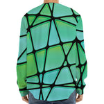 Teal Stained Glass Mosaic Print Long Sleeve Baseball Jersey