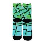 Teal Stained Glass Mosaic Print Long Socks