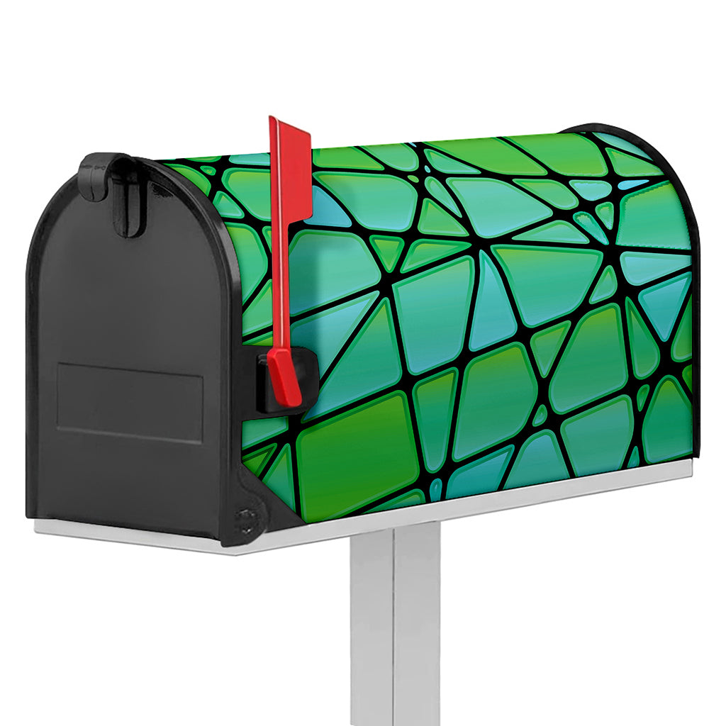 Teal Stained Glass Mosaic Print Mailbox Cover