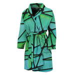 Teal Stained Glass Mosaic Print Men's Bathrobe