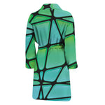 Teal Stained Glass Mosaic Print Men's Bathrobe
