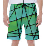Teal Stained Glass Mosaic Print Men's Beach Shorts