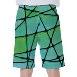 Teal Stained Glass Mosaic Print Men's Beach Shorts