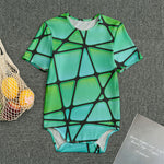 Teal Stained Glass Mosaic Print Men's Bodysuit