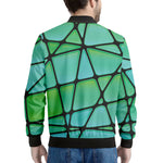 Teal Stained Glass Mosaic Print Men's Bomber Jacket