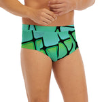 Teal Stained Glass Mosaic Print Men's Briefs