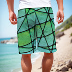 Teal Stained Glass Mosaic Print Men's Cargo Shorts