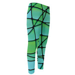 Teal Stained Glass Mosaic Print Men's Compression Pants