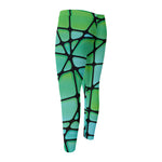 Teal Stained Glass Mosaic Print Men's Compression Pants