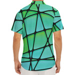 Teal Stained Glass Mosaic Print Men's Deep V-Neck Shirt