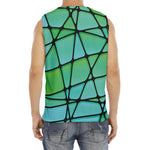 Teal Stained Glass Mosaic Print Men's Fitness Tank Top