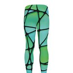 Teal Stained Glass Mosaic Print Men's leggings