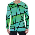 Teal Stained Glass Mosaic Print Men's Long Sleeve T-Shirt