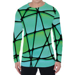 Teal Stained Glass Mosaic Print Men's Long Sleeve T-Shirt