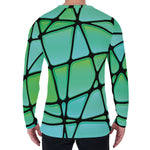 Teal Stained Glass Mosaic Print Men's Long Sleeve T-Shirt
