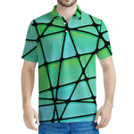 Teal Stained Glass Mosaic Print Men's Polo Shirt