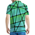 Teal Stained Glass Mosaic Print Men's Polo Shirt