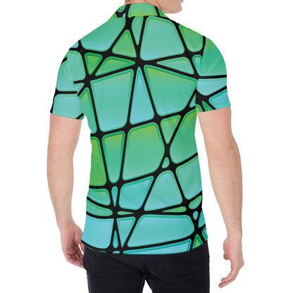 Teal Stained Glass Mosaic Print Men's Shirt
