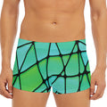 Teal Stained Glass Mosaic Print Men's Short Boxer Briefs