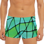 Teal Stained Glass Mosaic Print Men's Short Boxer Briefs