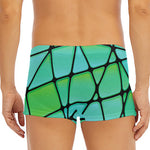 Teal Stained Glass Mosaic Print Men's Short Boxer Briefs